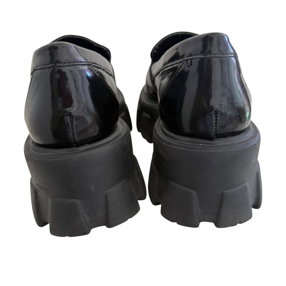 PRINCESS POLLY Black Patent Chunky Platform Loafers Size 7 Riley Loafer - Picture 7 of 9